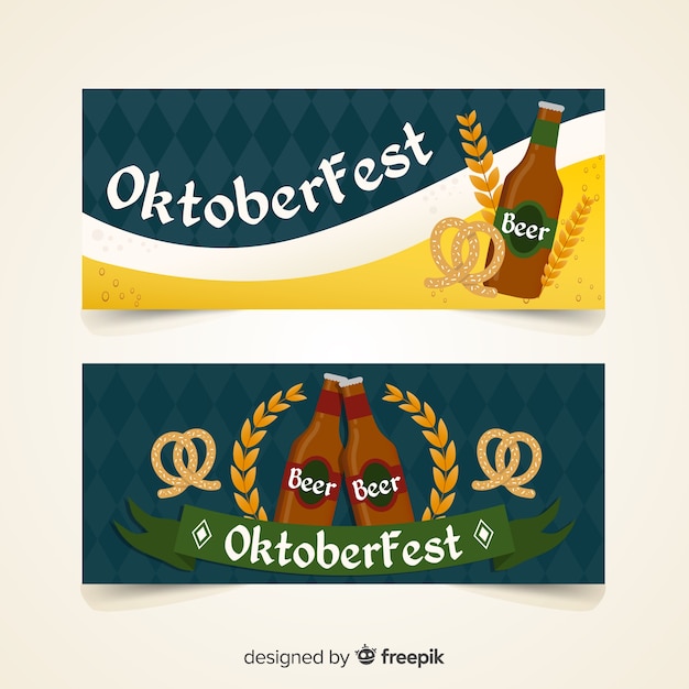 Platte ontwerp oktoberfest banners sjabloon Gratis Vector