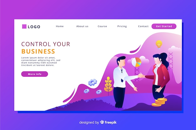 Platte ontwerp tekens zakelijke bestemmingspagina Gratis Vector