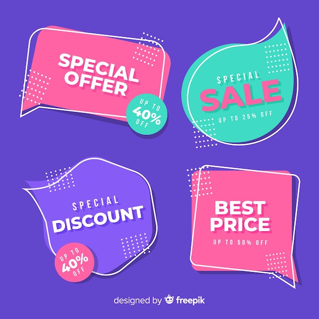 Platte ontwerp verkoop label collectie Gratis Vector