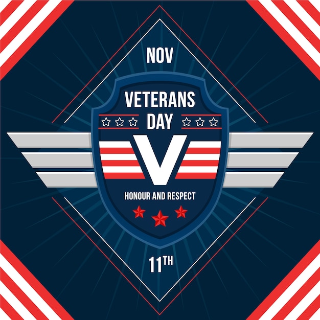 Platte ontwerp veteranen dag achtergrond Gratis Vector