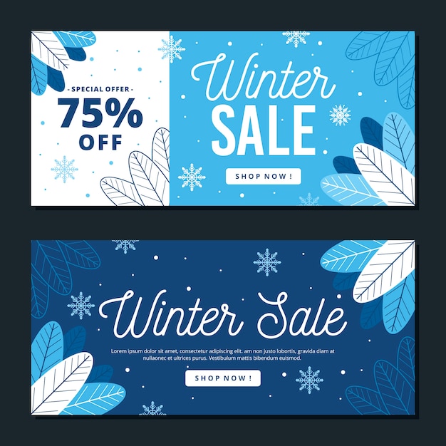 Platte ontwerp winter verkoop banners sjabloon Gratis Vector