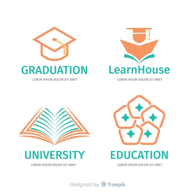 Platte school logo sjabloonverzameling Gratis Vector