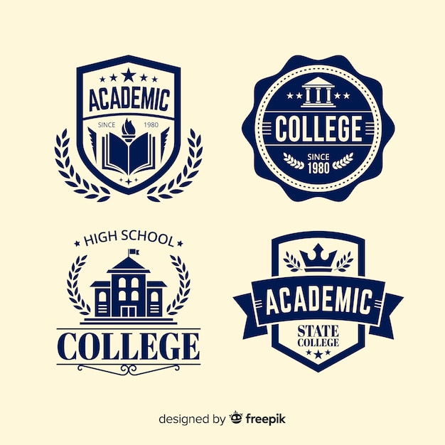 Platte school logo sjabloonverzameling Gratis Vector