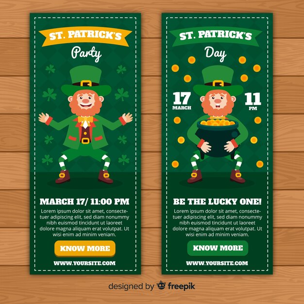 Platte st. patrick's dag banner Gratis Vector