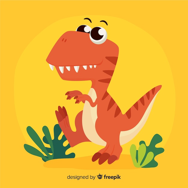 Platte t-rex achtergrond Gratis Vector