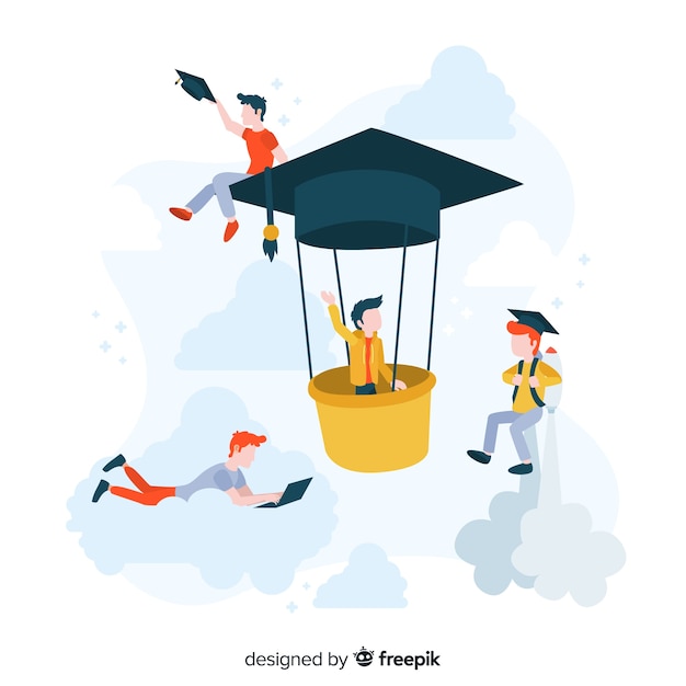Platte universiteitsachtergrond Gratis Vector