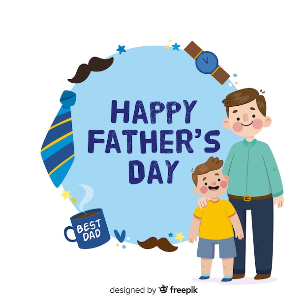 Platte vaders dag achtergrond Gratis Vector