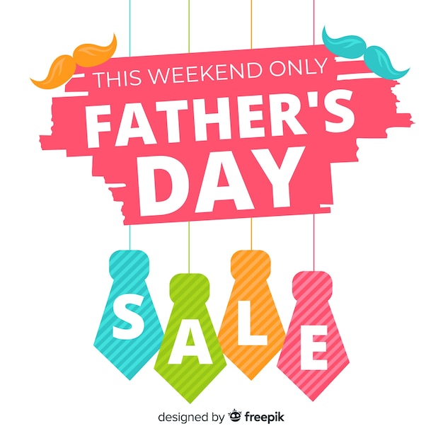 Platte vaders dag verkoop achtergrond Gratis Vector