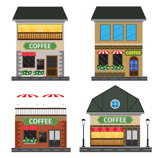 Platte vector illustratie voorraad gebouw Premium Vector