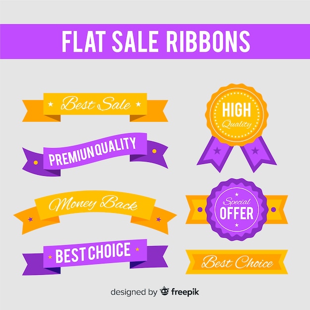 Platte verkoop lint set Gratis Vector