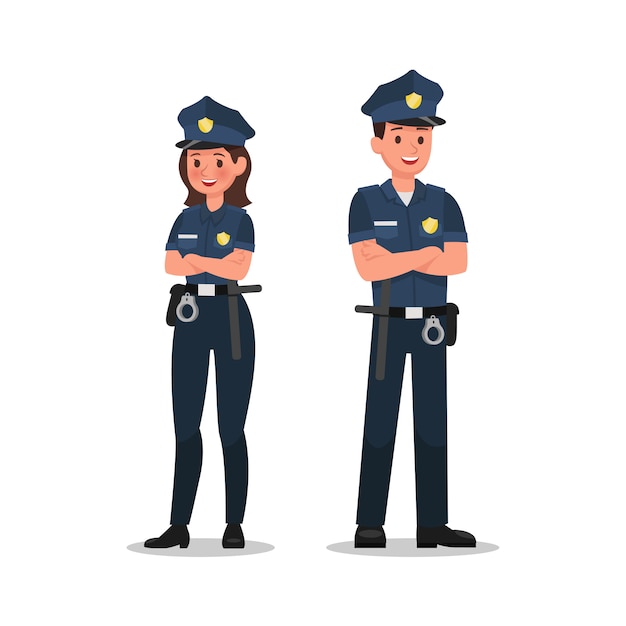Politie tekenset Premium Vector