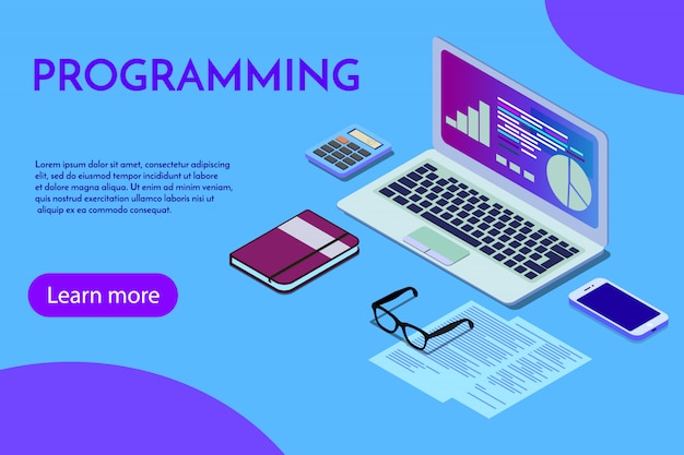 Programmering programmer programmering website bestemmingspagina sjabloon. Premium Vector