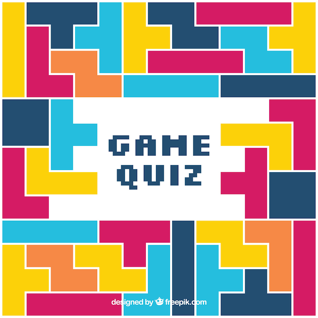 Quiz achtergrond met kleurrijke geometrische stukken Gratis Vector