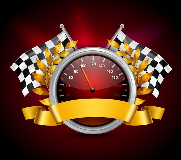 Race embleem realistisch Gratis Vector