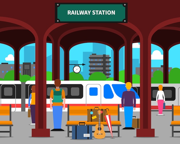 Railway station illustratie | Gratis Vector