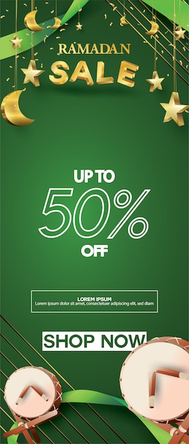 Ramadan kareem roll-up verkoopsjabloon Premium Vector