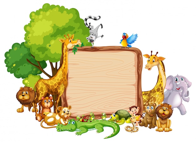 Rand sjabloonontwerp met schattige dieren Gratis Vector