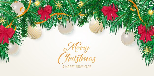 Realistische merry christmas-achtergrond | Gratis Vector