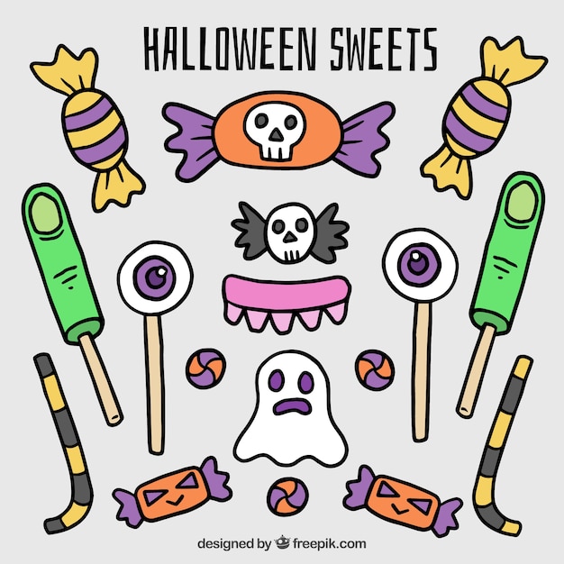 Reeks halloween snoep | Gratis Vector