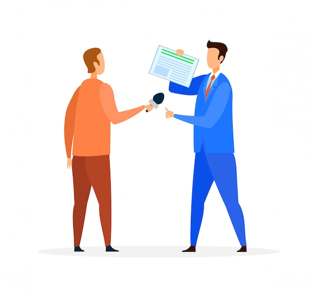 Reportage, interview platte vectorillustratie Premium Vector