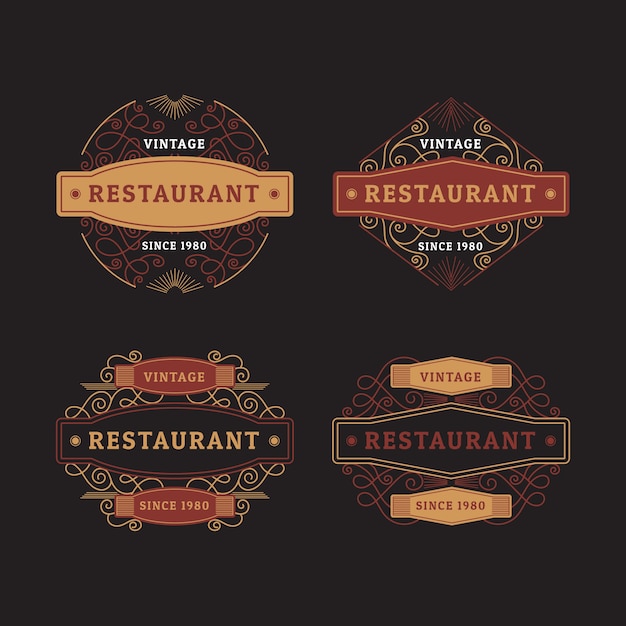 Restaurant retro logo set | Gratis Vector