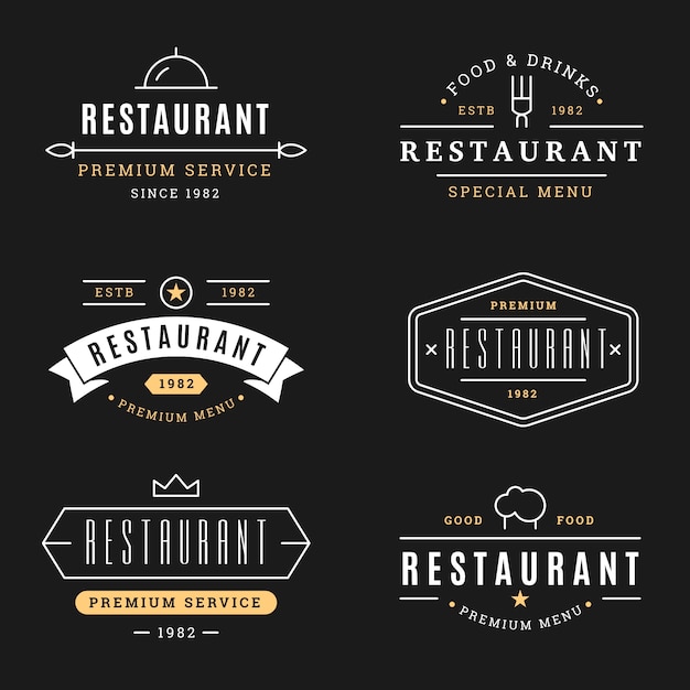 Restaurant retro logo sjabloon set | Premium Vector