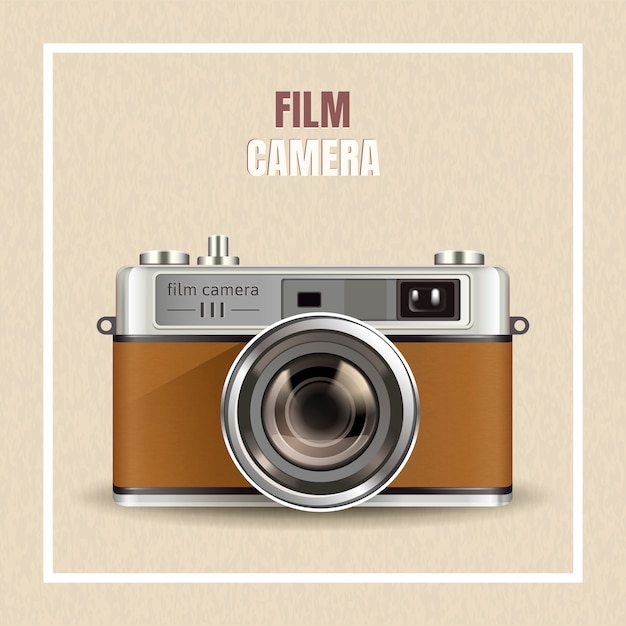 Retro Filmcamera Realistische Camera In Afbeelding Als Elementen Premium Vector