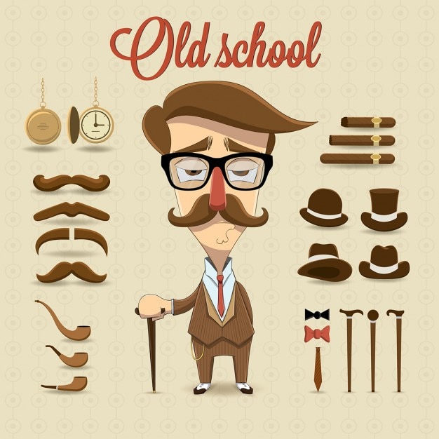 Retro gentleman karakter vector illustratie Gratis Vector
