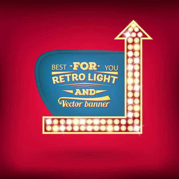 Retro gloeilamp vector toespraak bubble banner. Premium Vector