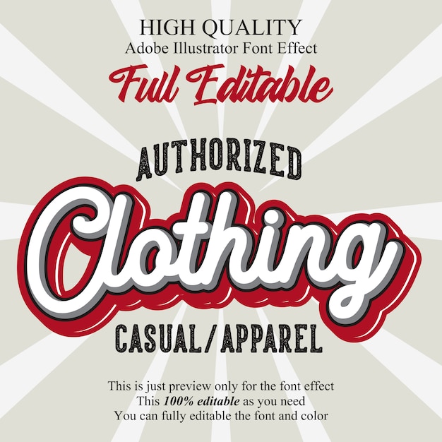 Retro kleding tekst bewerkbaar typografie lettertype effect Premium Vector