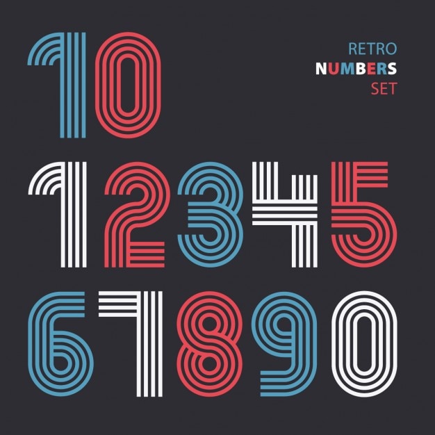 Retro strepen funky nummers settrendy elegante retro style design vector ontwerp Gratis Vector