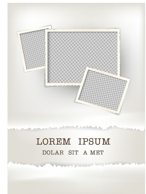 Retro witboek fotolijstontwerp, gescheurd papier is een fotolijst Premium Vector