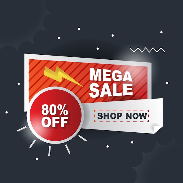 Rode bannerachtergrond abstracte flitsuitverkoop Premium Vector