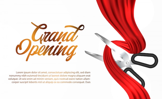 Rode zijden lint grote openingsceremonie Premium Vector