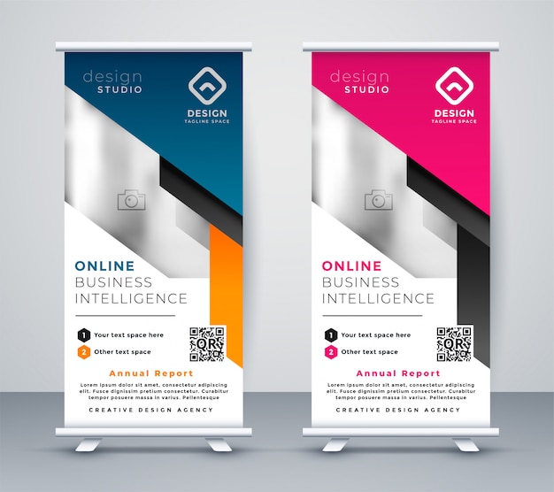 Rol de layout van de bannerlay-out op in geometrische stijl Gratis Vector