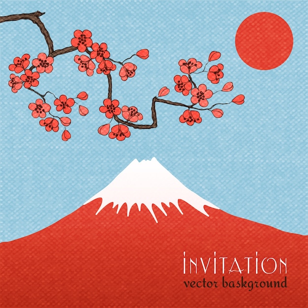 Sakura uitnodiging kaart achtergrond of poster Gratis Vector