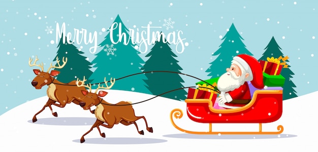 Santa merry christmas-kaart | Gratis Vector