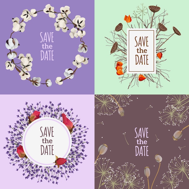 Save the date 2x2 design concept Gratis Vector