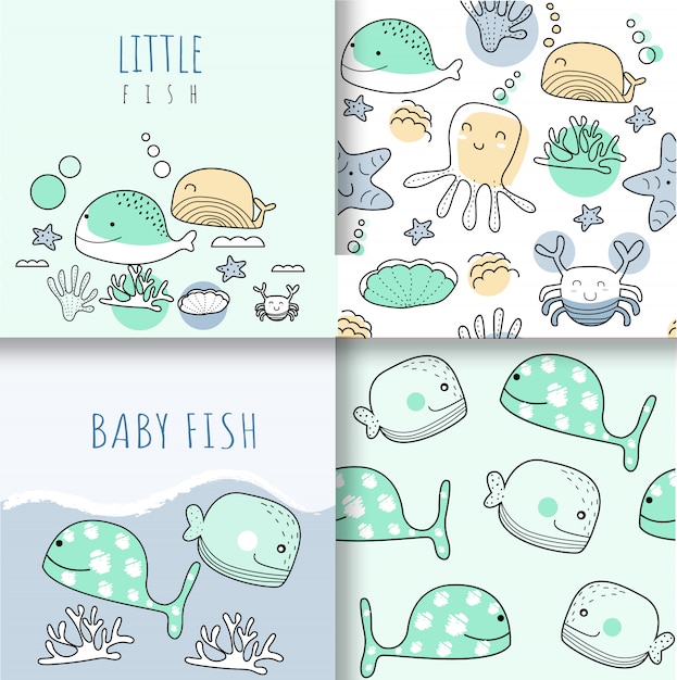 Schattige baby dieren naadloze patroon Premium Vector