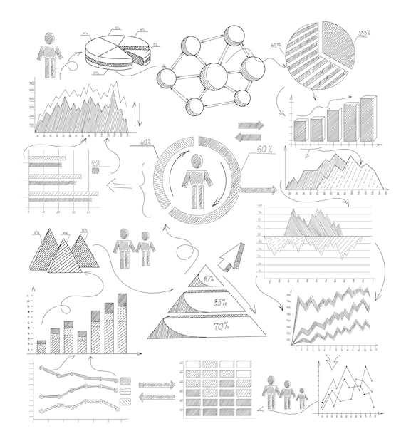 Schets infographic elementen Gratis Vector