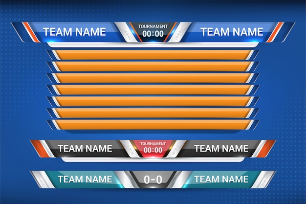 Scorebord broadcast grafische en lagere thirds Premium Vector