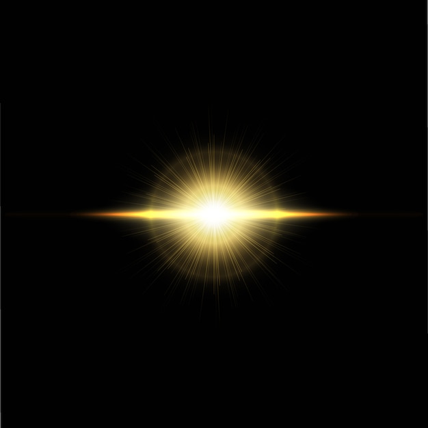 Set flitsen, lichten en vonken. abstracte gouden lichten geïsoleerd op een transparante achtergrond. helder goud flitst en schittert Premium Vector