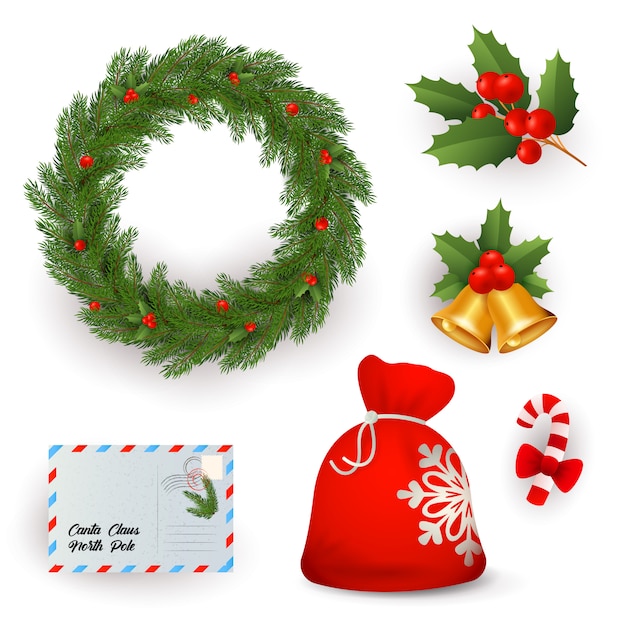 Set kerst symbolen Gratis Vector