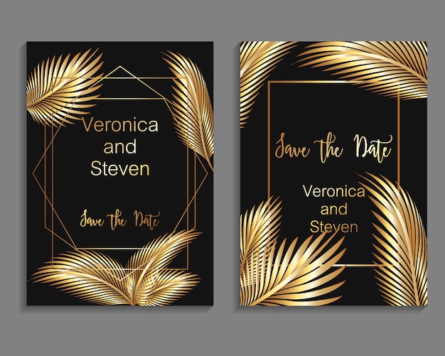 Set luxe omslagsjablonen. vector dekkingsontwerp voor huwelijksuitnodiging Premium Vector