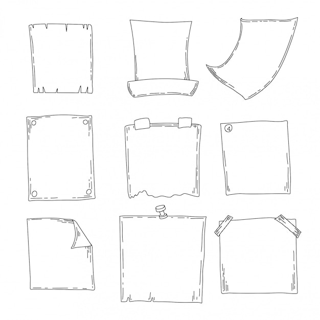 Set schets notebooks, blocnotes en dagboeken. kantoorspullen. hand tekening schets Premium Vector