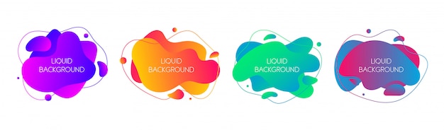 Set van abstracte moderne grafische vloeibare elementen Premium Vector