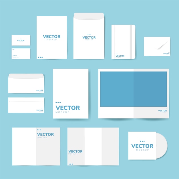 Set van afdrukken materiaalontwerpen mockup vector Gratis Vector