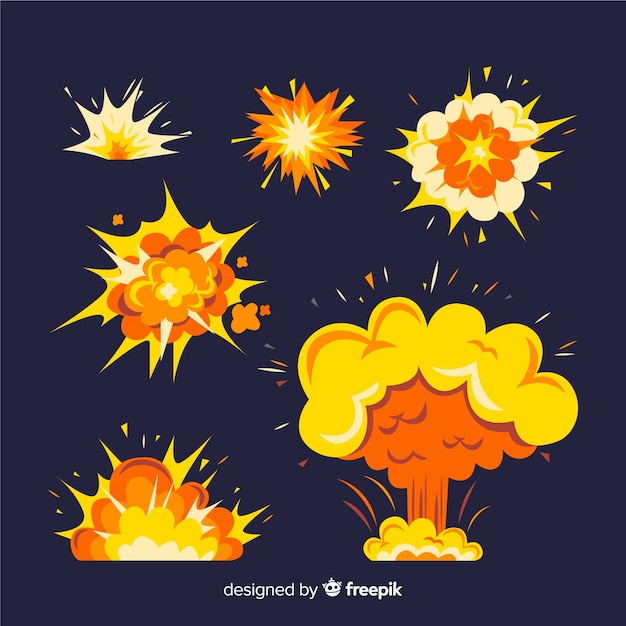 Set van bomexplosie-effecten Gratis Vector
