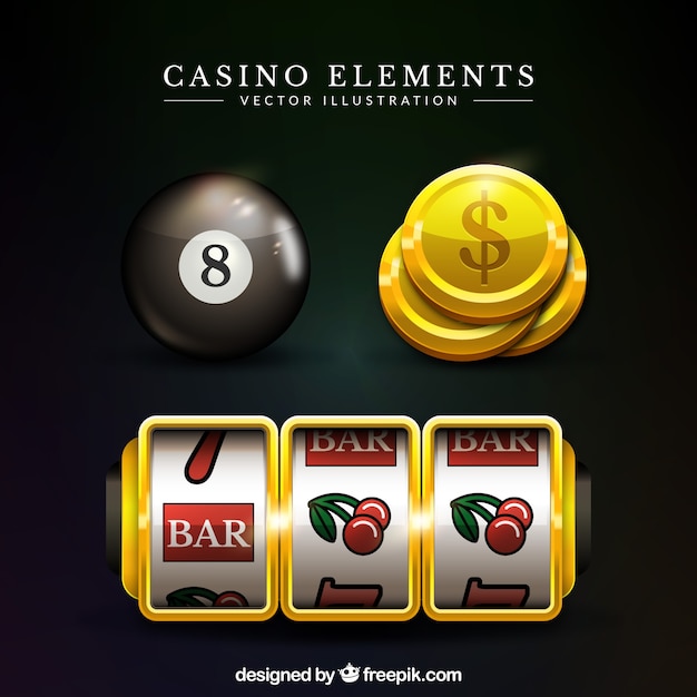 Set van casino-elementen in realistisch ontwerp Gratis Vector