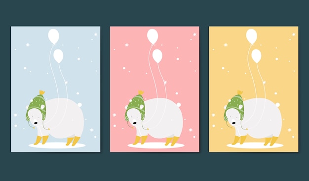 Set van dieren thema-uitnodigingskaart vector Gratis Vector